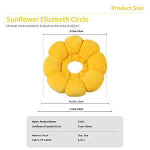 Sunflower Elizabethan <strong>Collar</strong> for <strong>Cats</strong> &amp; Dogs Waterproof Cotton Fabric Adjustable Anti-Lick Headgear <strong>Buckle</strong> Closure All Seasons - Product Image 4
