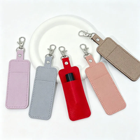 Porte-clés en cuir PU pour rouge à lèvres, étui de voyage durable pour femme