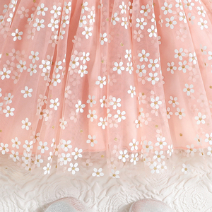 ชุดเดรสตาข่ายปักลายดอกไม้สุดน่ารักสำหรับเด็กผู้หญิง เสื้อผ้าเด็กน่ารักสำหรับงานวันเกิด ลายเจ้าหญิง - Product Image 6