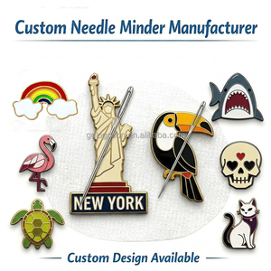 En gros, porte-aiguilles magnétiques en émail et métal, personnalisés, assortis, avec motifs Flamant rose, Toucan, Tortue, Chat, à aimant puissant, pour souvenirs - Product Image 1