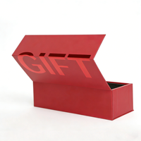 Boîtes de présentation de luxe en papier rigide magnétique rouge avec impression UV personnalisée, gaufrage haut de gamme, emballage de luxe