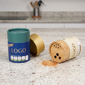 Caja cilíndrica de cartón personalizada con logo a color, apta para alimentos, para sal gourmet, especias de cocina, dulces, ecológica - Product Image 1