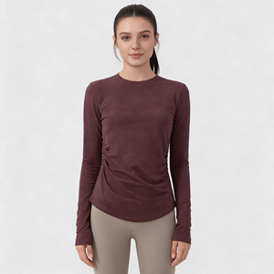 Camiseta de Manga Larga para <span class=keywords><strong>Mujer</strong></span>, Estilo Deportivo, Tallas Grandes, Ropa Esencial para Yoga, Precio de Mayoreo, Suministro Directo de Fábrica - Product Image 1