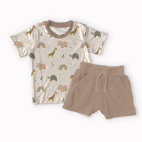 Pyjamas en bambou pour enfants, vente en gros, motifs personnalisés, ensemble de pyjamas pour bébé en bambou, ensemble de 2 pièces, manches courtes, ensemble de pyjamas pour bébé