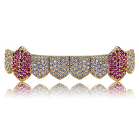 Bijoux dentaires bling de haute qualité en zircon glacé 8 pièces/rangée de grils de fond pour hommes vente en gros