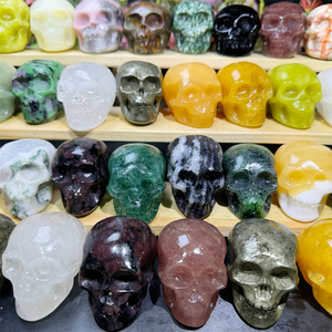 Calaveras mixtas de 2 pulgadas, venta al por mayor, calaveras de cristal naturales, calaveras de pirita para piedras curativas - Product Image 5