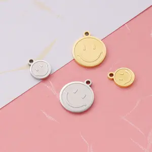 Special Offer Stainless Steel Cute Smile Face Pendant Gold Plated Smiling Face Charms For Necklace Bracelet Jewelry Making