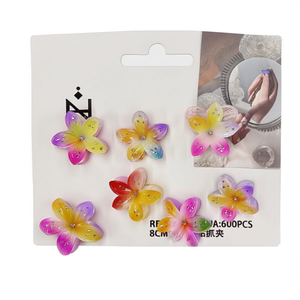 Pince à cheveux fleurie Zi 8 cm en résine avec strass, style doux pour femme - Product Image 1