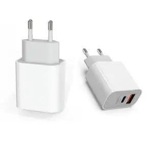 Dual Port Korea/EU/US Plug Wall Charge 20W PD+QC Fast Charger For iPhone 14/15 iPad Pro Xiaomi USB Type C Charger
