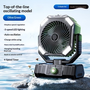 Ventilateur <span class=keywords><strong>de</strong></span> camping extérieur Hikeon avec lumière LED, 4 vitesses, rechargeable par USB, étanche, alimenté par batterie, portable, à suspendre/à poser, utilisation en cas d'urgence - Product Image 2