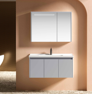 Moderno Rectangular LED Espejo Inteligente Baño Vanidad Gabinete Aluminio Madera con Lavabo de Cerámica para Dormitorios de Hotel - Product Image 3