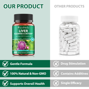 Acentialabs 60カプセル肝臓ケア製品ハーブサポートミルクシスルサプリメント肝臓デトックス8ミネラル - Product Image 3