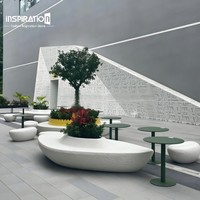 Banc d'entrée en FRP, présentoir commercial, pot de fleurs en fibre de verre, siège