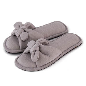 Lin personnalisé dames pantoufles chambre à coucher bout ouvert pantoufles sandales <span class=keywords><strong>anti</strong></span>-dérapant intérieur belle jolie fille nœud papillon pantoufles pour les femmes - Product Image 2
