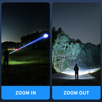 Lampe torche LED haute luminosité, rechargeable, en alliage d'aluminium, avec zoom et faisceau longue portée pour l'extérieur