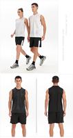 Vente en gros de t-shirts sans manches et shorts de sport unisexes de haute qualité, respirants, anti-bactériens, à séchage rapide, pour le fitness, le football et l'entraînement