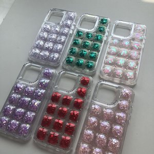 Xuống Long Lanh Áo Khoác TPU Sang Trọng PC Trong Suốt Bling Drop New Chống Sốc Epoxy Cát Lung Lách Nóc Keo Kim Cương Điện Thoại Di Động Trường Hợp - Product Image 2