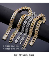 Chaîne cubaine plaquée or véritable 18 mm, bijoux hip-hop, chaîne cubaine sertie de diamants en zircon cubique 5A pour hommes