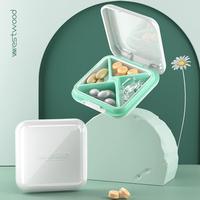 Nouvelle Boîte à Médicaments en Plastique à Quatre Compartiments, Rangement Professionnel, Scellée Anti-Humidité pour 7 Jours, Idéale pour l'Exportation Transfrontalière