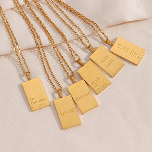 Collar con Colgante de Letra Cuadrado Personalizado, Chapado en Oro PVD, Collar de Acero Inoxidable Impermeable para Mujer, con Logotipo, para Regalo de Cumpleaños - Product Image 3