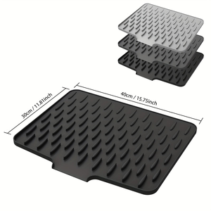 Alfombrilla de silicona para secar platos para mostrador de cocina, diseño de drenaje rápido para verduras, frutas, resistente al calor, antideslizante, seguro - Product Image 1