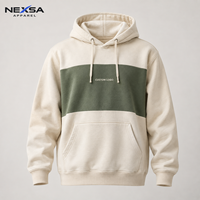 Sweat-shirt décontracté pour homme avec blocs de couleur, logo personnalisé, cordon de serrage, poche kangourou, vente en gros, OEM, ODM, marque privée