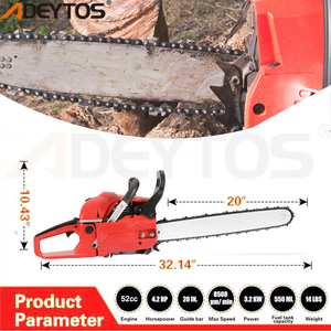 ADEYTOS DIY Tronçonneuse à essence 2 temps 20in 52cc/58cc Moteur sans balais Modèle 5800/5200 Machine de découpe de bûches industrielle OEM - Product Image 2