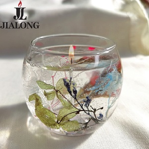 Wholesale Custom Dry Flower Luxury Soy Crystal Scented Gel Wax Candles