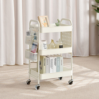 Chariot de rangement utilitaire à 3 niveaux OEM & ODM avec panneau perforé, organisateur de cuisine, étagère de rangement, chariot à roulettes avec poignée