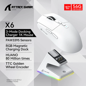 Attack Shark X6 Ergonomic RGB Gaming <b>Mouse</b> PAW3395 Triple Mode Lightweight Rechargeable Wireless <b>USB</b> Type-<b>C</b> Programmable Pairing - Product Image 3