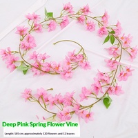 Fleurs artificielles en soie de jasmin d'hiver et de cerisier pour la décoration du salon, pour enrouler les tuyaux de climatisation et les conduites d'eau