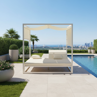 Chaise longue de piscine moderne en aluminium blanc résistante aux UV pour usage extérieur en parc et villa, en stock