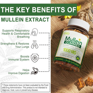 סוכריות מולין 1000 מיליגרם תמיכה בבריאות ריאות יצרן OEM בריאות נשימתית נוחות גרון תוסף צמחי לעיסה - Product Image 4