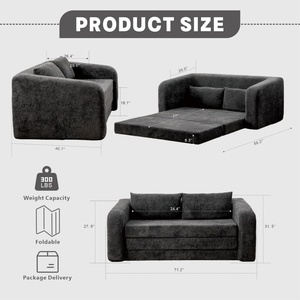 Nouveau canapé-lit moderne et confortable avec accoudoirs et dossier, convertible en matelas sans ossature, pour salon ou chambre d'amis - Product Image 3