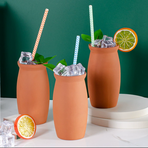 Taza Cantarito de Terracota Roja con Logotipo Personalizado, Vaso de Barro Estilo Mexicano para Cócteles, Cerveza y Bebidas Frías, Taza de Cerámica Hecha a Mano - Product Image 2