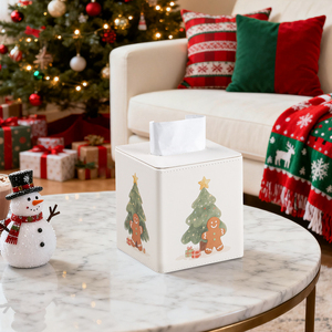Boîte à mouchoirs <span class=keywords><strong>en</strong></span> <span class=keywords><strong>cuir</strong></span> PU avec conception d'arbre de Noël et d'<span class=keywords><strong>homme</strong></span> <span class=keywords><strong>en</strong></span> pain d'épice, porte-serviettes <span class=keywords><strong>pour</strong></span> cadeau de vacances et décor de table à la maison - Product Image 3