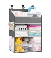 Sac de rangement suspendu pliable en tissu non tissé durable pour couches et articles humides, pour lit bébé et barrière/mur de table à langer