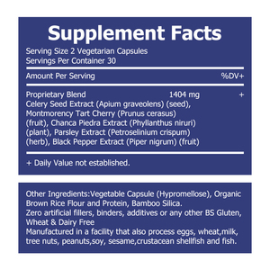 Cápsulas Vegetarianas de Semilla de Apio y Ácido Úrico para el Confort de las Articulaciones, un Metabolismo Saludable y Apoyo Natural a la Desintoxicación - Product Image 2