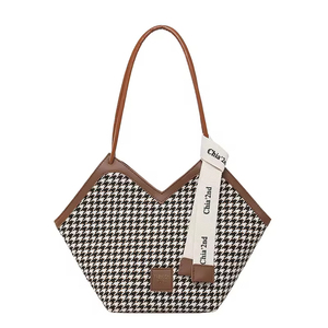 Zipper High Quality Fashion PU Print Large Capacity Tote Bag with Polyester Lining for Women Solid Color Shopping Bag - Product Image 4