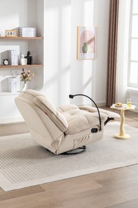 Chaise inclinable manuelle en tissu confortable et relaxante avec fonction pivotante et support pour téléphone – Offre spéciale - Product Image 6