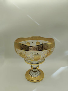 Juego de plato de fruta de vidrio dorado, decoración para sala de estar, jarra de caramelo, cuenco de cubo de fruta, checo, bohemio, 9 Uds. - Product Image 2