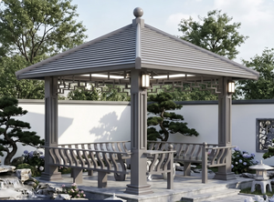 Gazebo de Aluminio para Jardín, Marca Wowcourtyard, Estilo Neoclásico, Color Marrón, para Terraza Exterior, Estilo Antiguo - Product Image 2