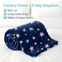 Manta de Franela Suave y Acogedora con Diseño de Estrellas Azul Marino Moderno, Personalizada al por Mayor, 130x150cm, con Rayas de Dibujos Animados, Alegre, para las Cuatro Estaciones, Envasada al Vacío