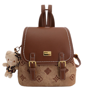 Wholesale Custom High Quality Large Capacity PU <b>Leather</b> Zipper Portable Fashion Unisex <b>Small</b> Vintage Student School <b>Backpack</b> - Product Image 6