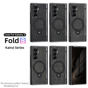 เคสโทรศัพท์แบบพับได้ หนังแท้ พร้อมที่ยึดแม่เหล็ก สำหรับ Samsung Fold 6 7 8 Flip 6 7 8 - Product Image 1