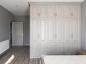 Armario de MDF de Estilo Americano Clásico, Diseño Personalizado, Combinación <span class=keywords><strong>Retro</strong></span> Exquisita en Tonos Crema, con un Aspecto Estético - Product Image 1