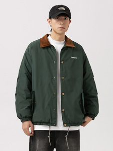 Blouson d'aviateur surdimensionné unisexe à col rabattu et à simple boutonnage vintage de conception personnalisée OEM - Product Image 3