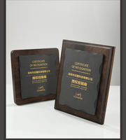 Trophée en marbre écologique, plaque de récompense en bois personnalisée avec métal plaqué noir, médaillon en bois pour le Nigéria