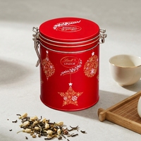 Boîte cylindrique en fer blanc rouge de luxe personnalisée avec couvercle et impression offset pour l'emballage du thé, du café et du chocolat