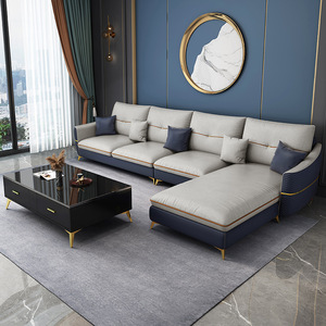 Light Luxury Washable Tech Fabric <b>Sofa</b> Modern Simple Latex Three Seater Corner Chaise <b>Sofa</b> For <b>Small</b> Living Room - Product Image 1